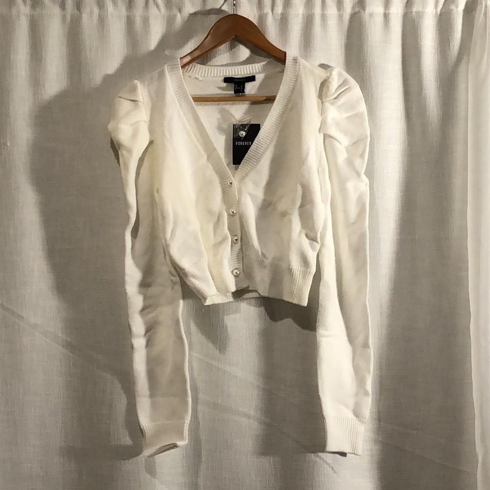 White Cardigan with Pearls
